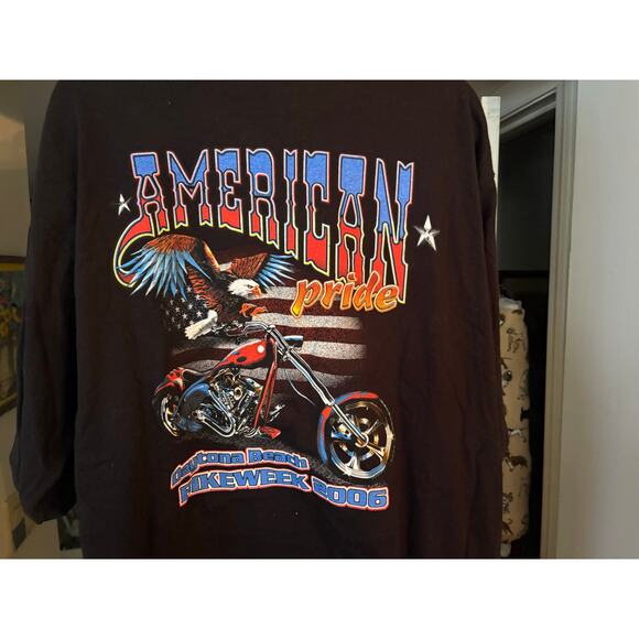 Men’s American Pride Motorcycle Graphic T-shirt 2X Cotton 2006 Vintage Zion - Picture 7 of 8